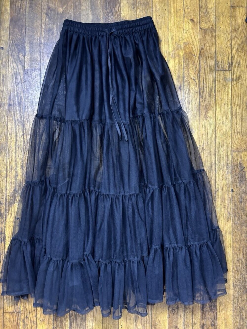 Black Tulle Maxi Skirt Sheer Women’s Sz XL Goth Vampire Witchy Dark Fantasy - Picture 5 of 6